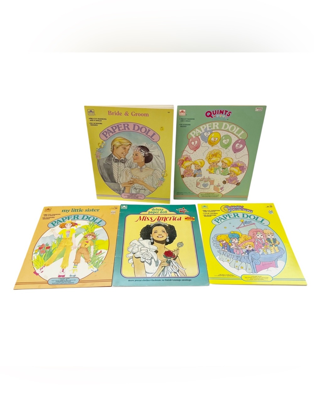 1980s & 1990s Uncut Complete Paper Doll Book Lot Of 5